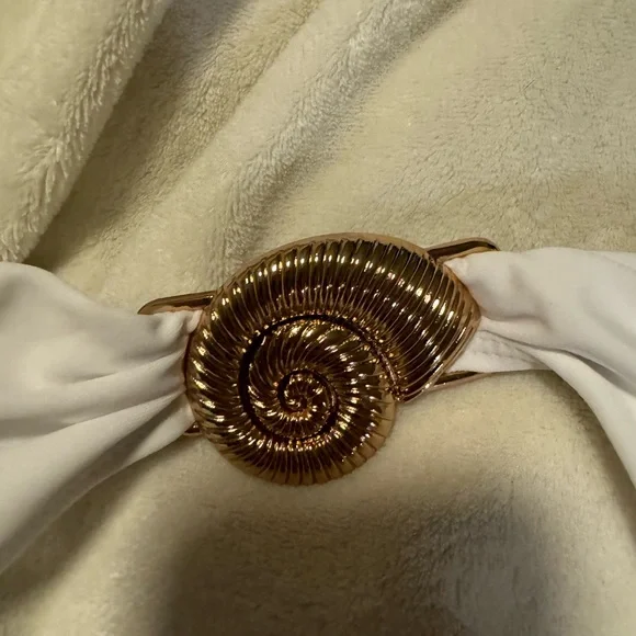 White Strapless Swimsuit with Gold Accent - Picture 6 of 10